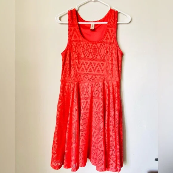 No Boundaries | Dresses | No Boundaries Coral Sleeveless Lace Tank Dress  With Builtin Slip Lining Lg | Poshmark